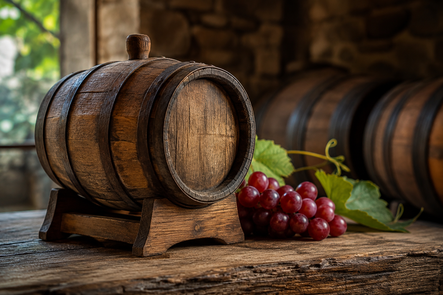 A small wine barrel captures the idea behind a classic Italian proverb about size and quality.