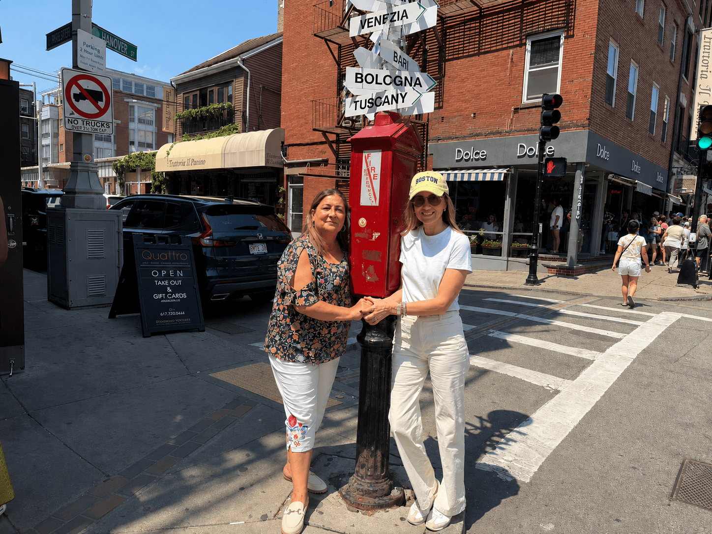 Maria DelVecchio with the author during a food tour of Boston’s North End