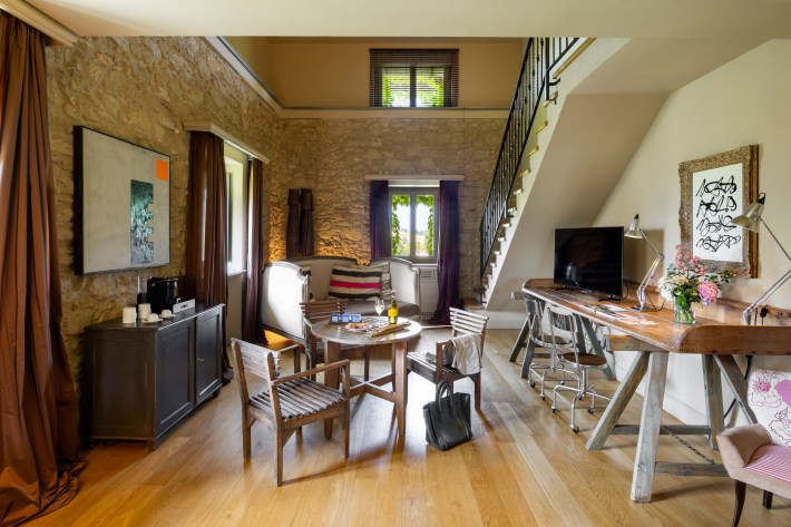 Loft-style suite at L'Ostelliere in Piedmont.