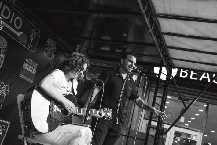 Sal Valentinetti and Ginger Winn performing together on the Feast stage in 2023.