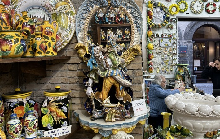 Colorful ceramics fill a shop in Orvieto. Photo: Monique Evdokiou