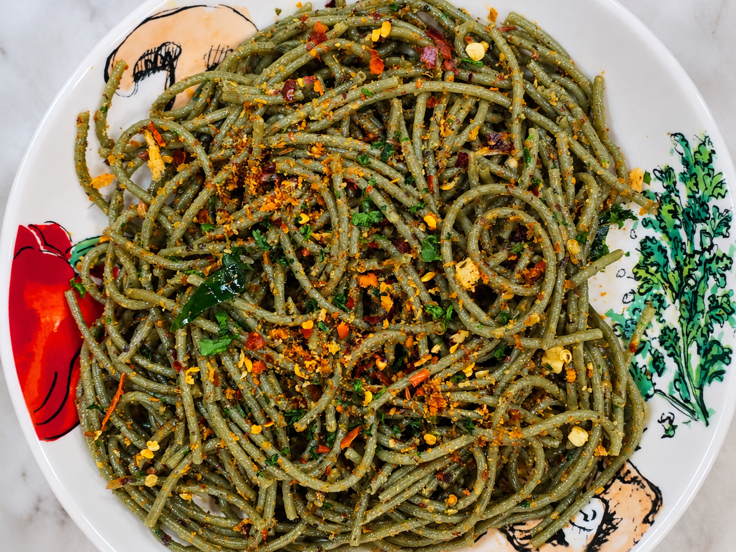 Spaghetti with Curry Leaves Aglio e Olio.