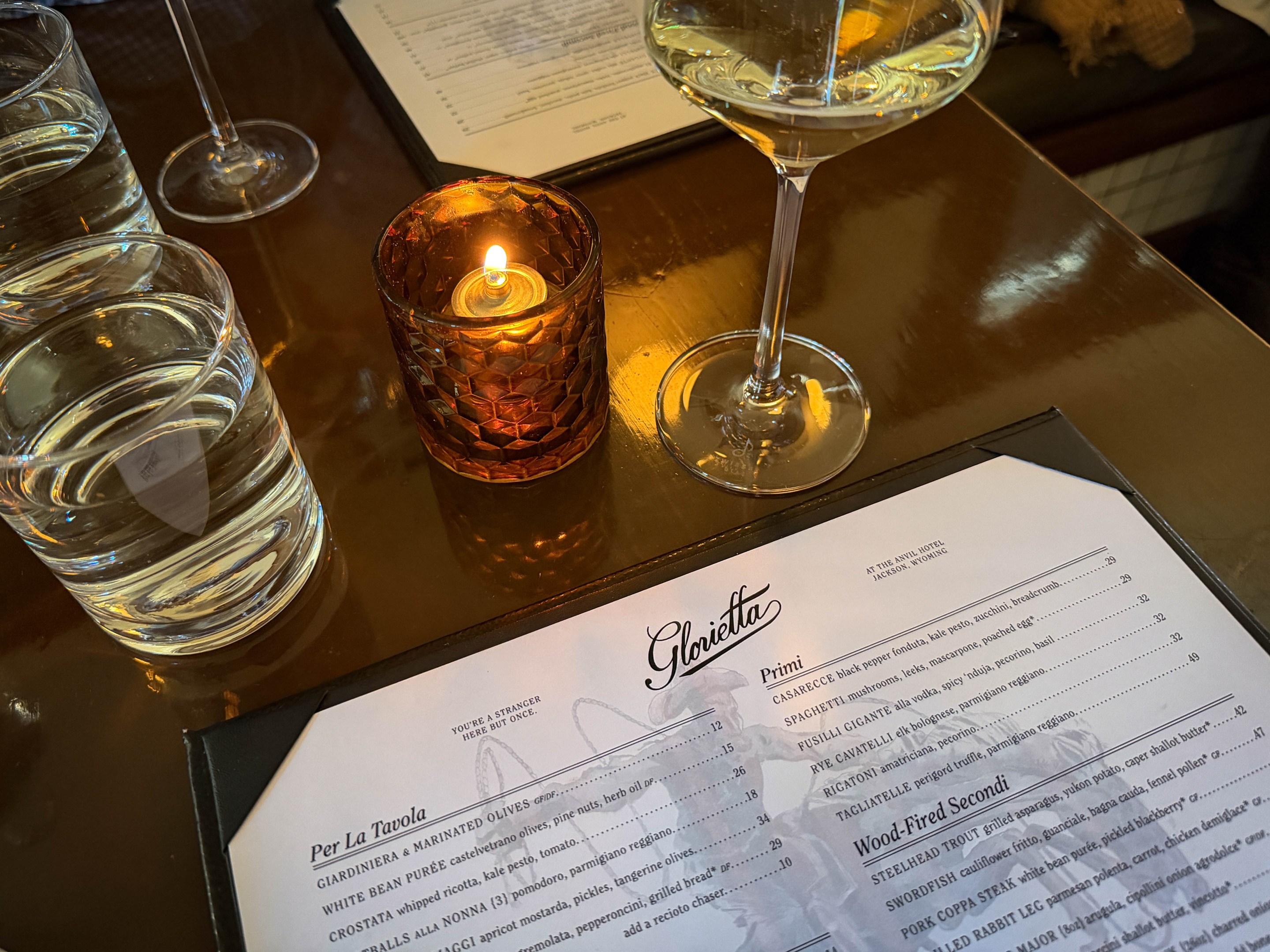 Dinner by candlelight at Glorietta. Photo credit: Patty Schmidt of Forkbound Foodies
