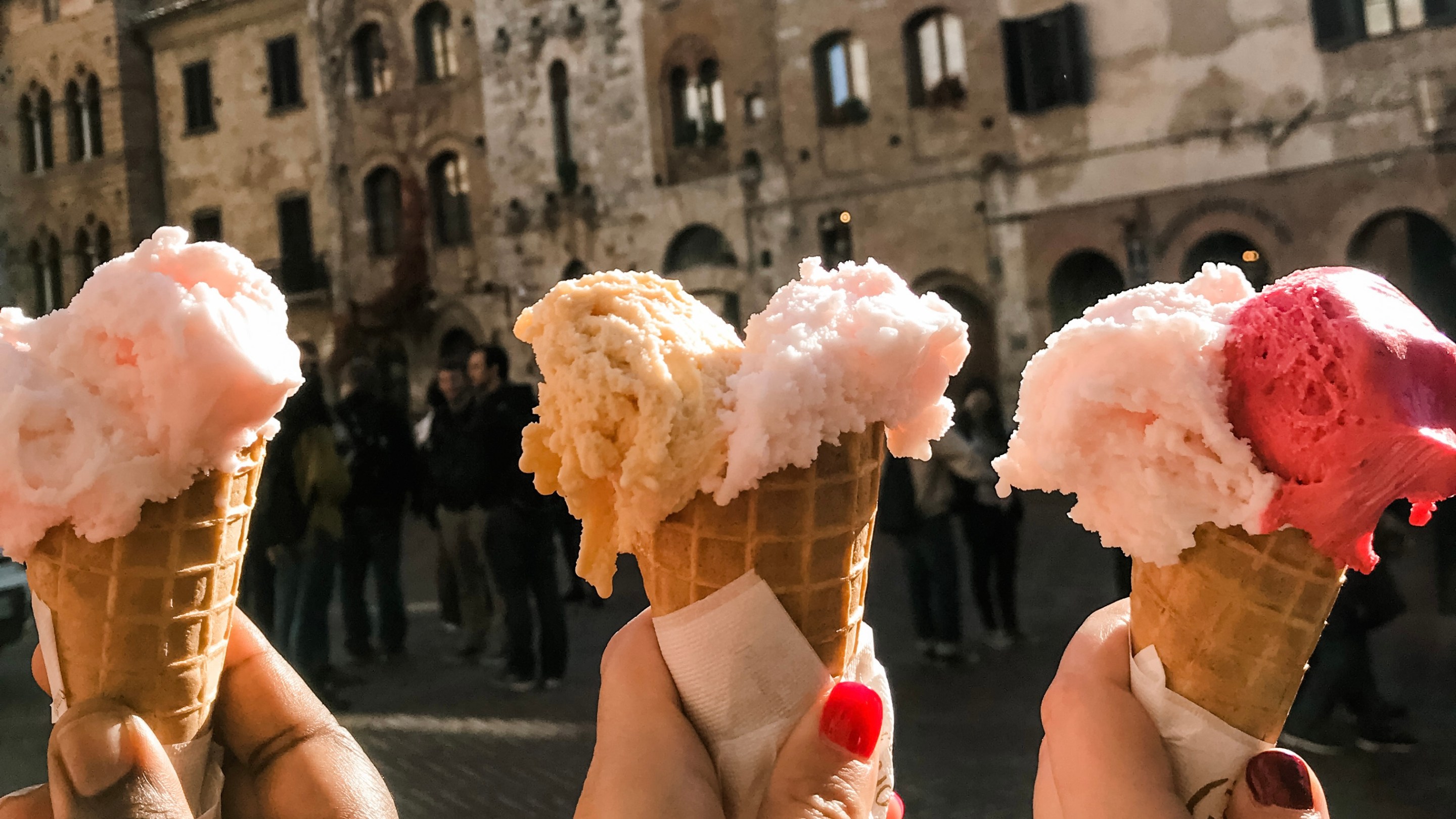 Gelato in hand in San Gimignano.