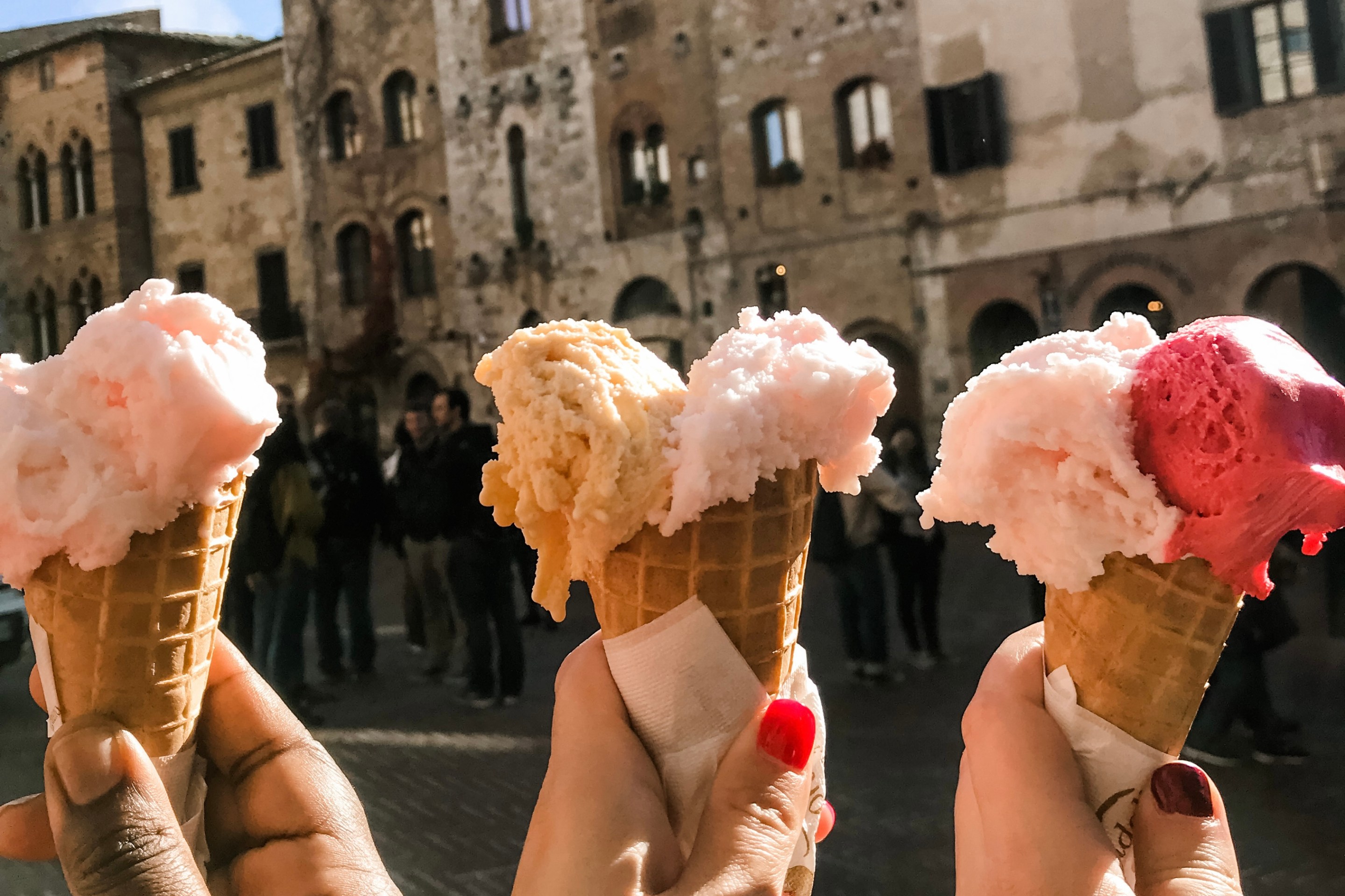 Gelato in hand in San Gimignano.