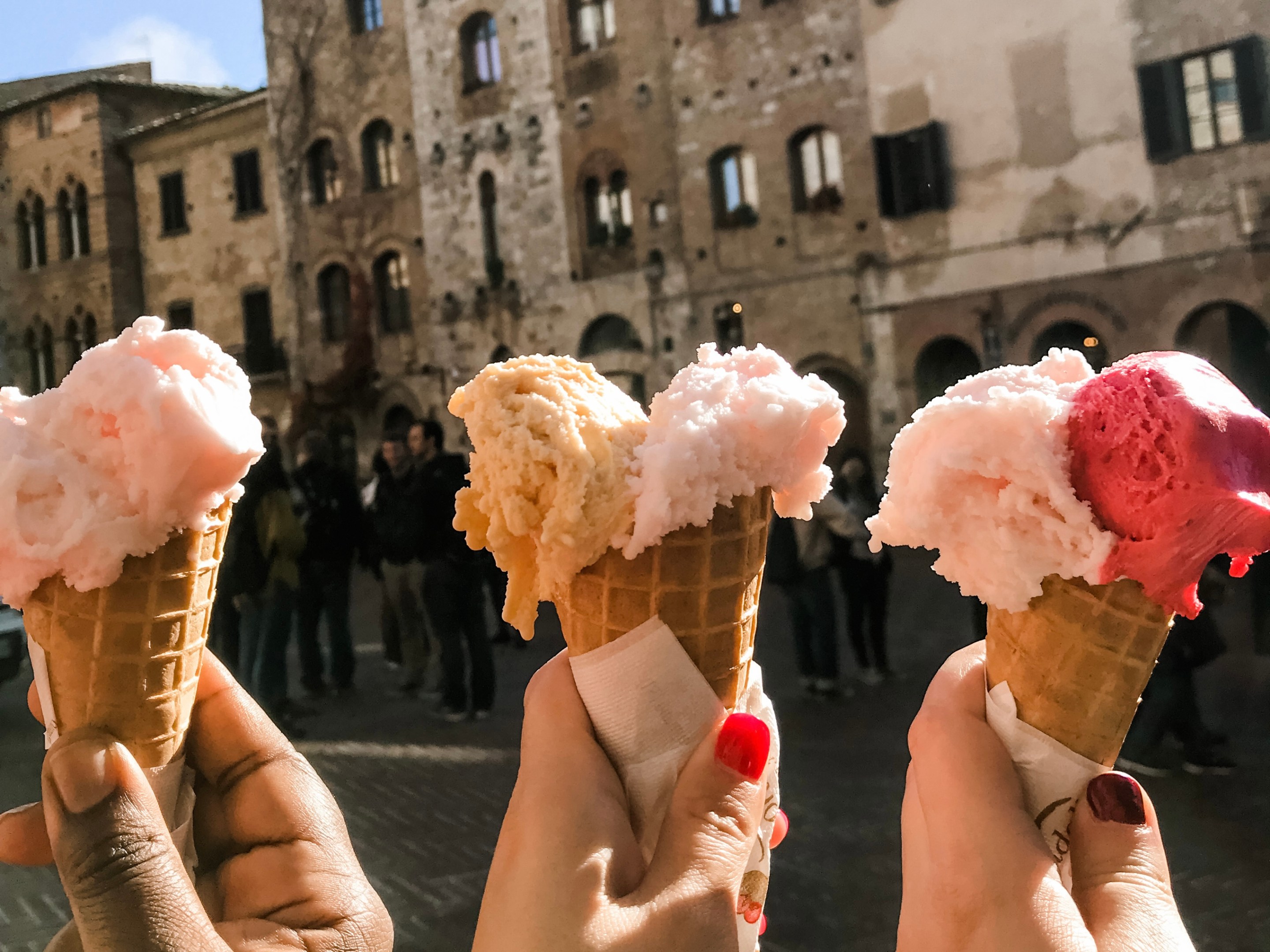 Gelato in hand in San Gimignano.