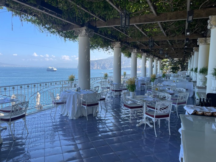 The view from La Pergola restaurant at Hotel Bellevue Syrene.