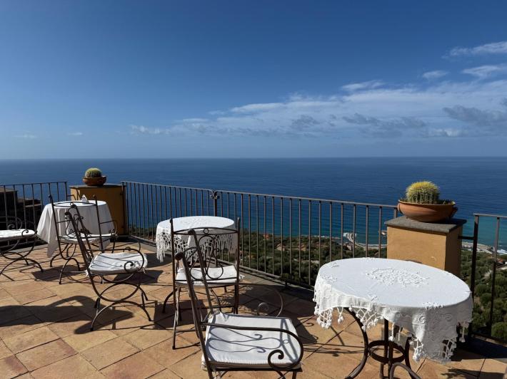 The terrace at Marulivo offers sweeping views of the Tyrrhenian Sea. Photo by Mira Cuturilo.