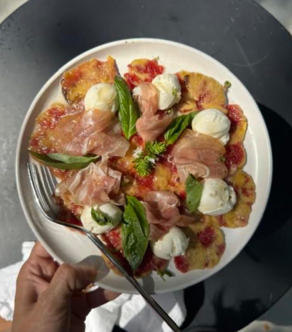 Smashed Figs with Prosciutto, Cheese & Honey by Danielle Kaye.