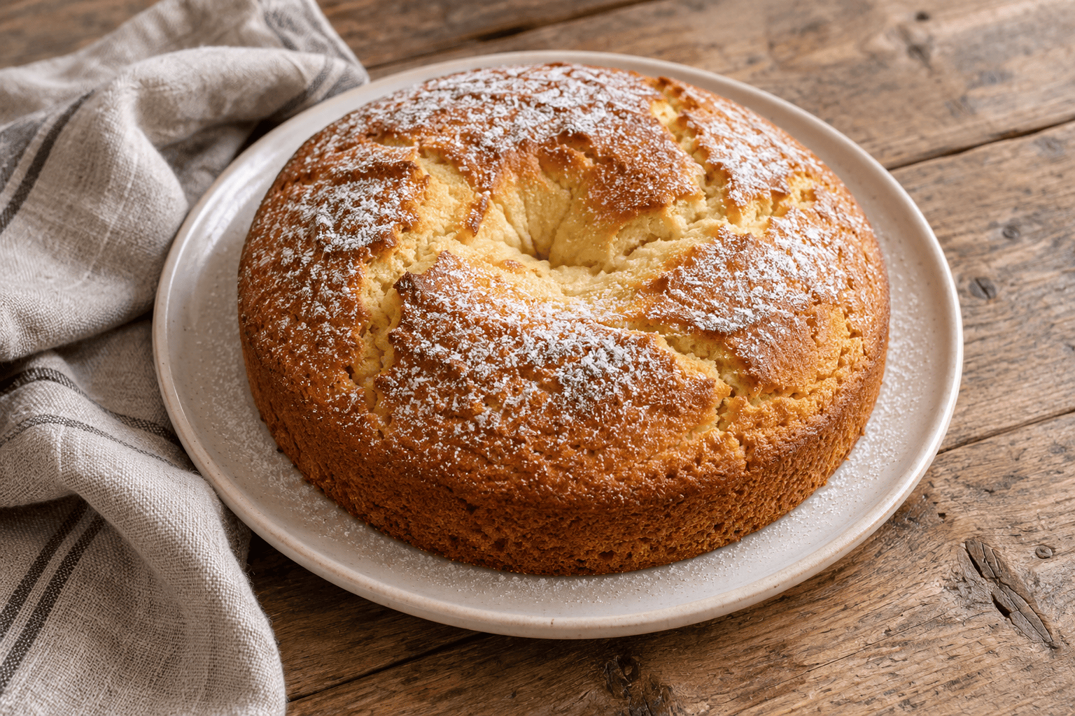 An imperfect ciambella illustrates the Italian proverb that not everything turns out as planned. AI-generated illustration.