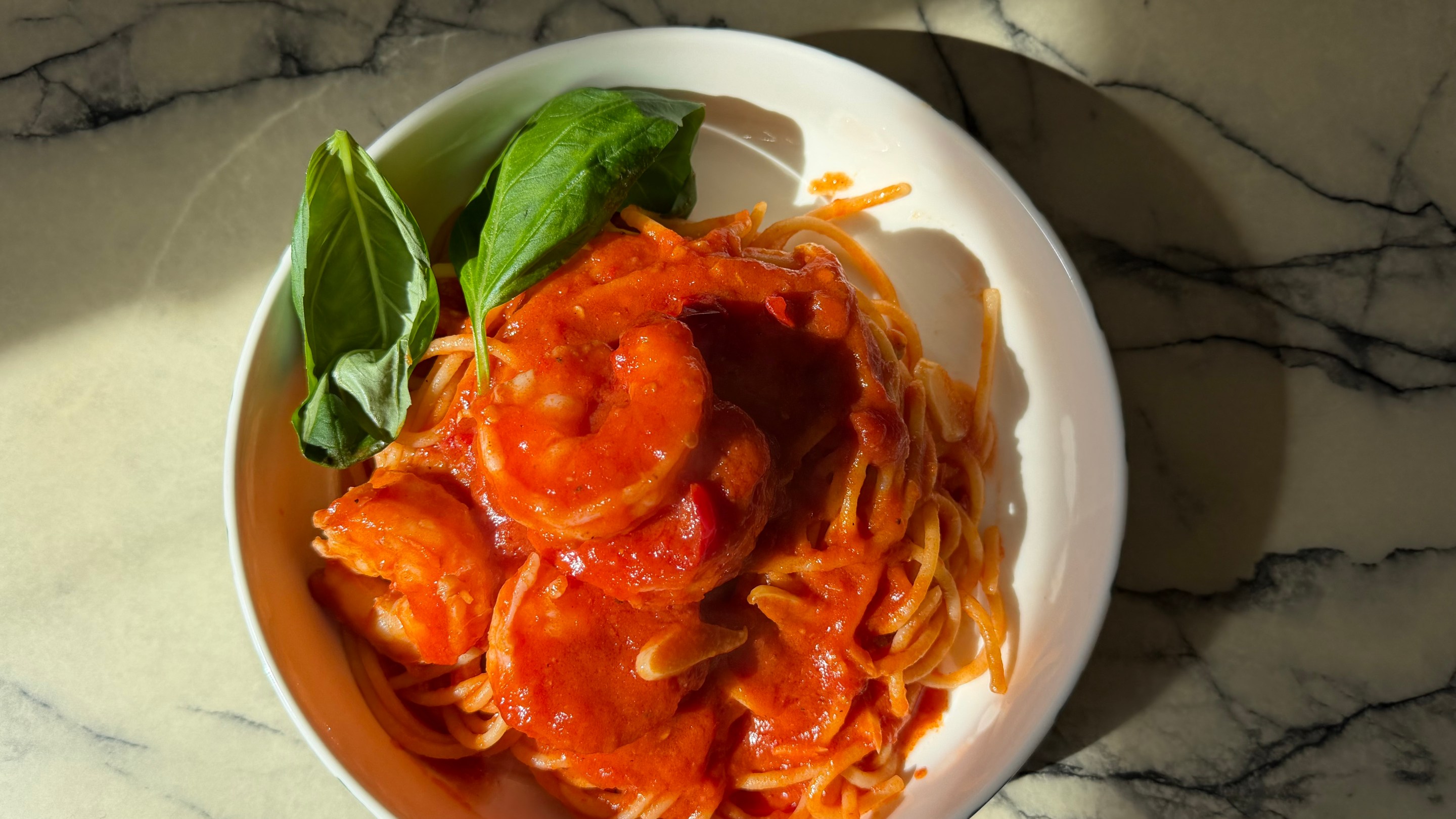 Spaghetti with Shrimp Fra Diavolo by Joanna Moeller.