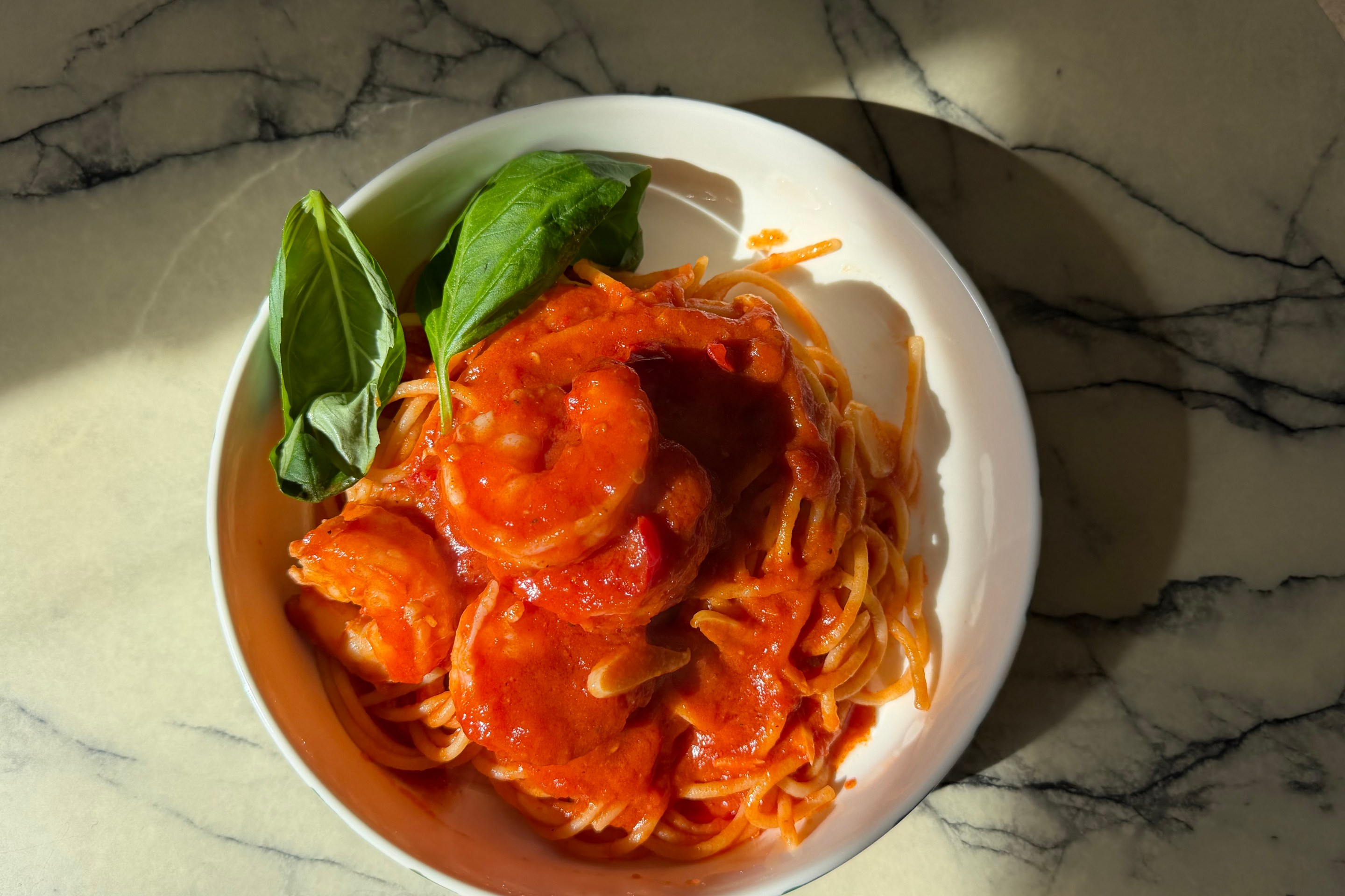 Spaghetti with Shrimp Fra Diavolo by Joanna Moeller.