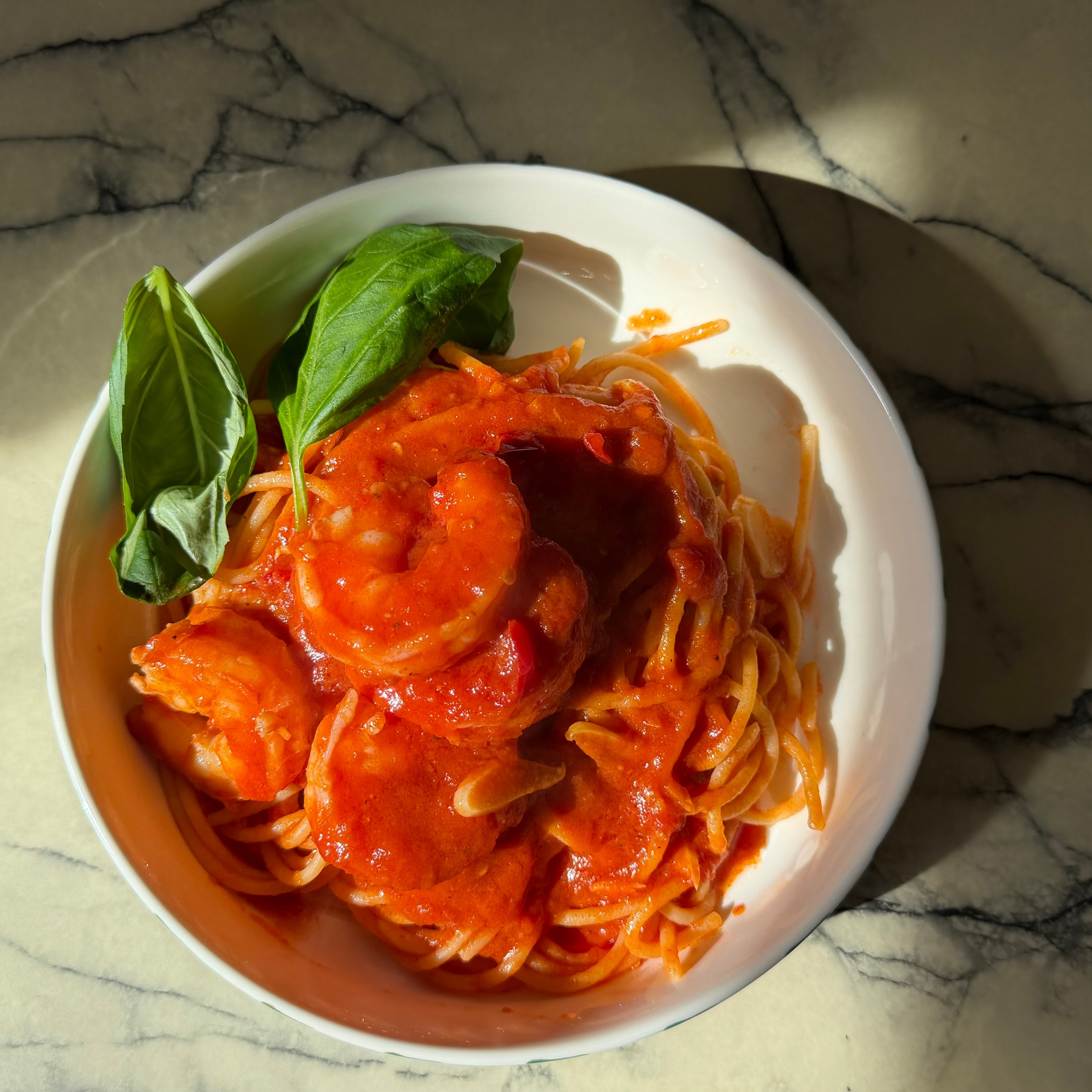 Spaghetti with Shrimp Fra Diavolo by Joanna Moeller.