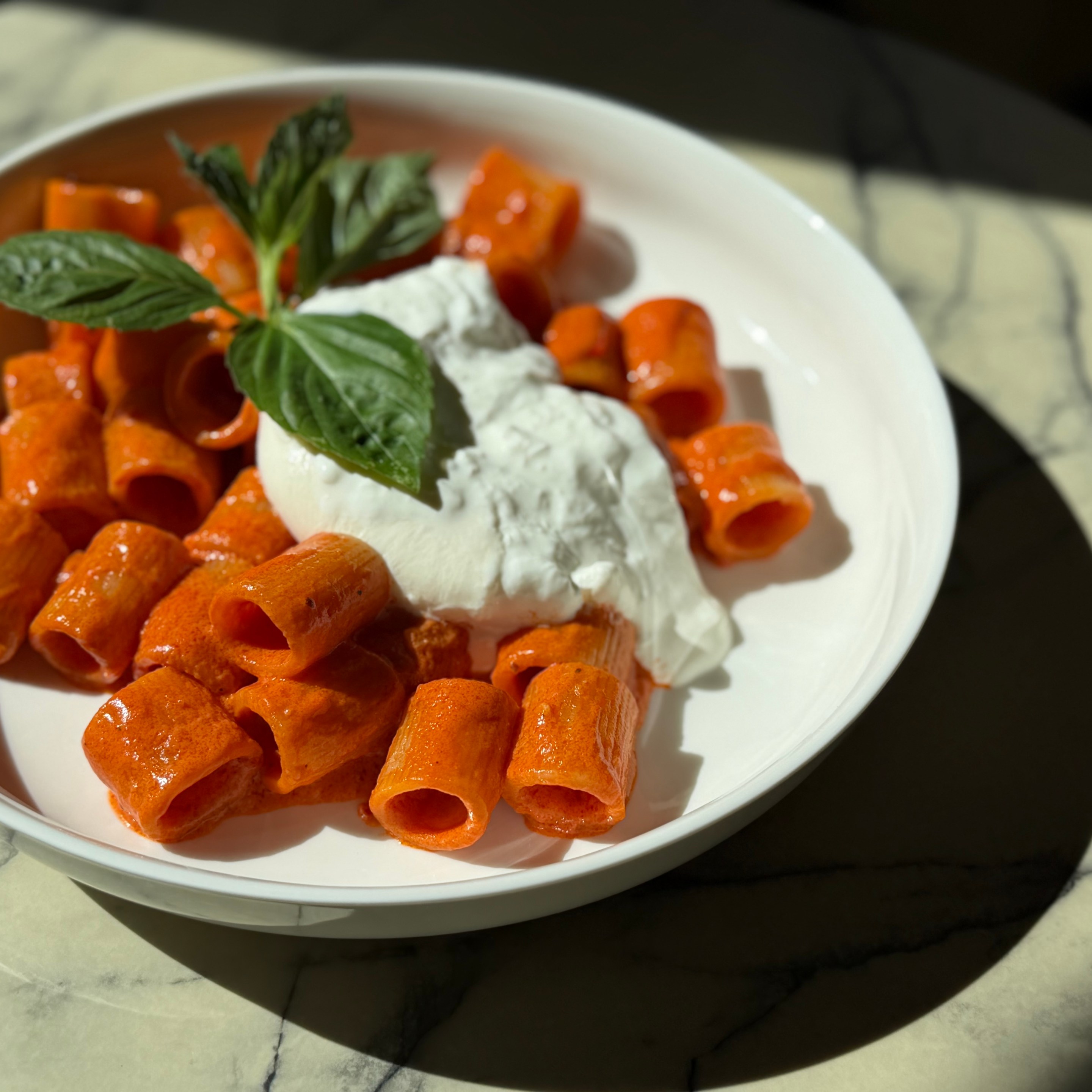 Rigatoni with spicy vodka sauce by Joanna Moeller.