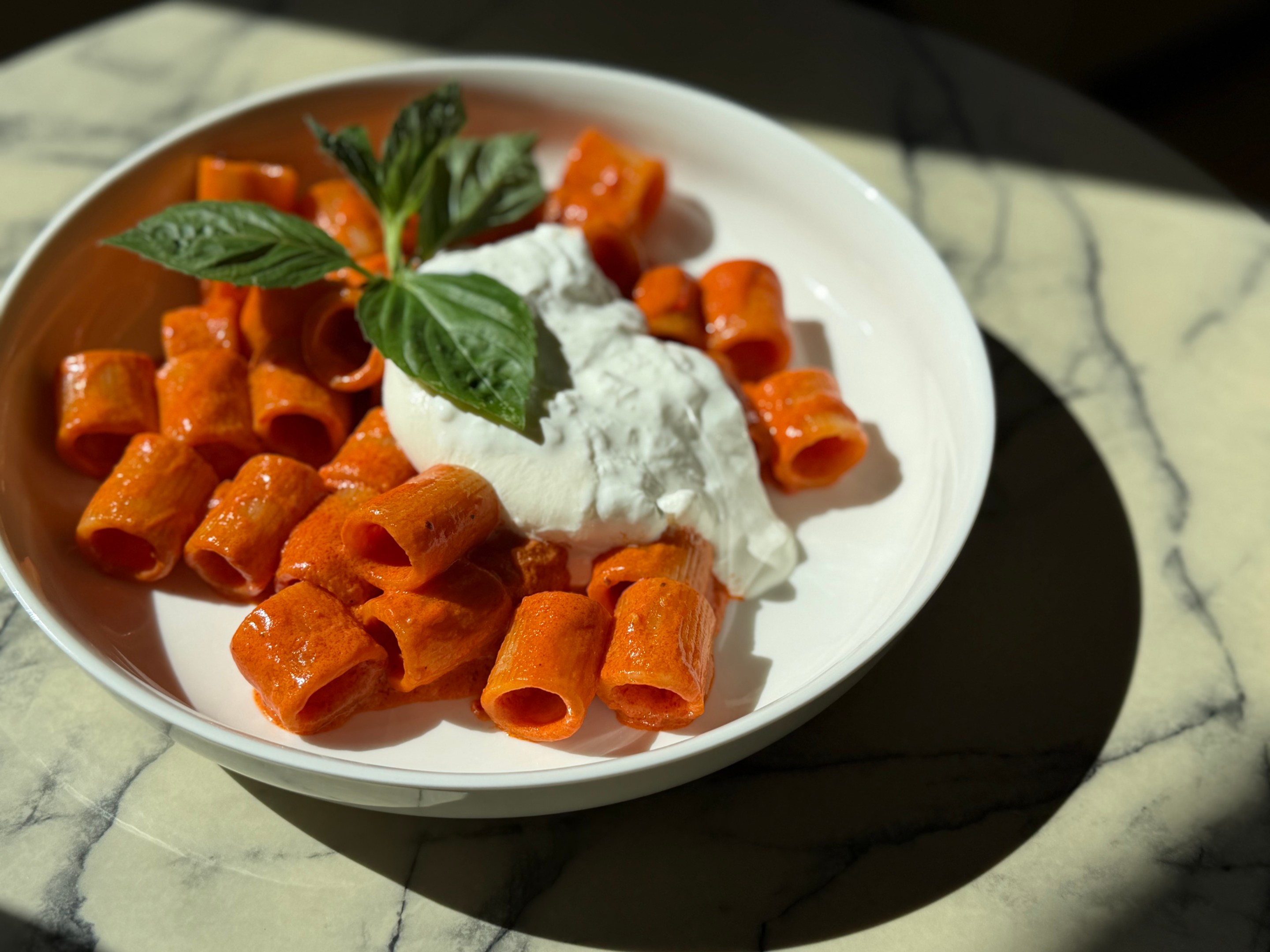 Rigatoni with spicy vodka sauce by Joanna Moeller.