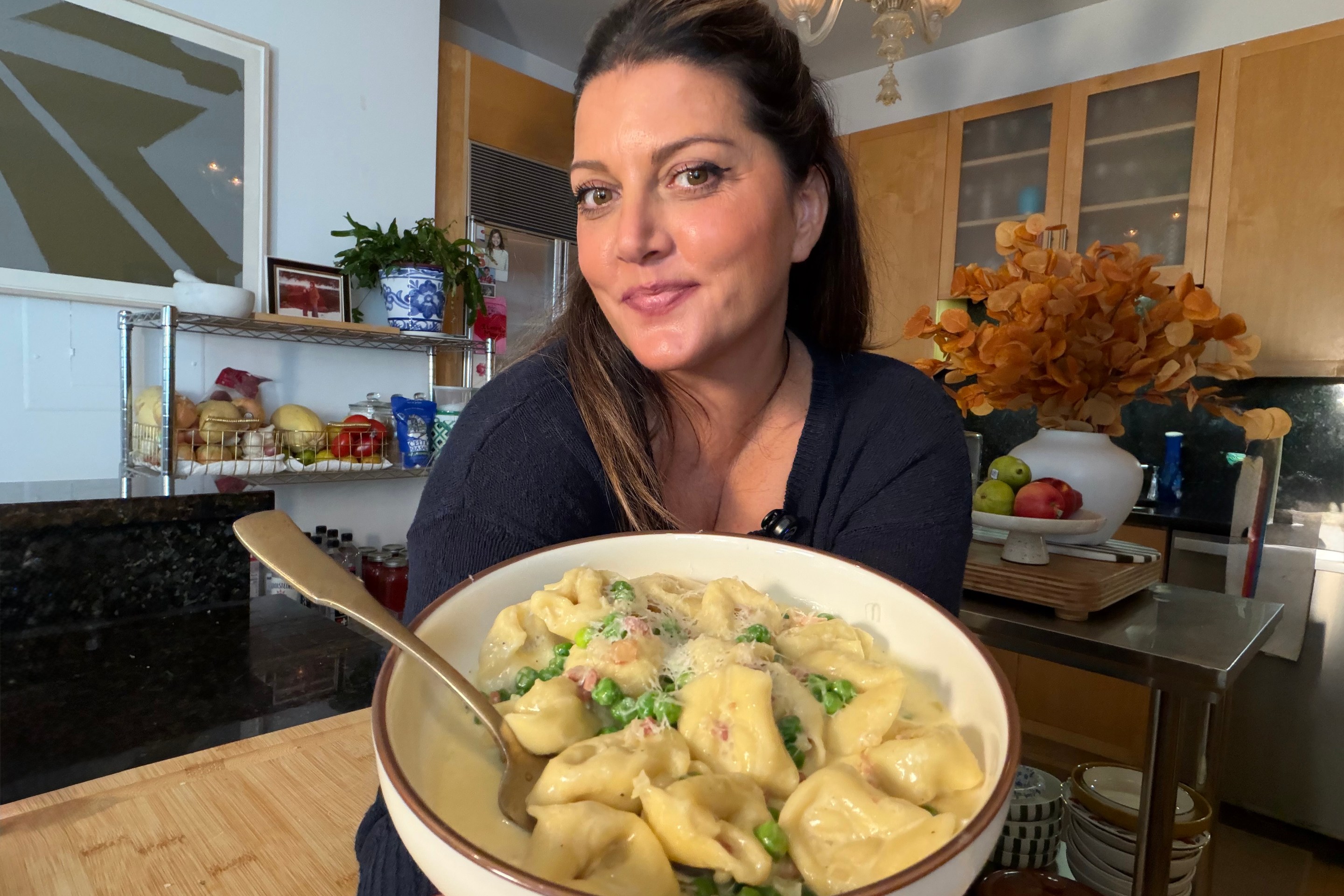 Joanna Moeller with her tortellini with pancetta and peas.